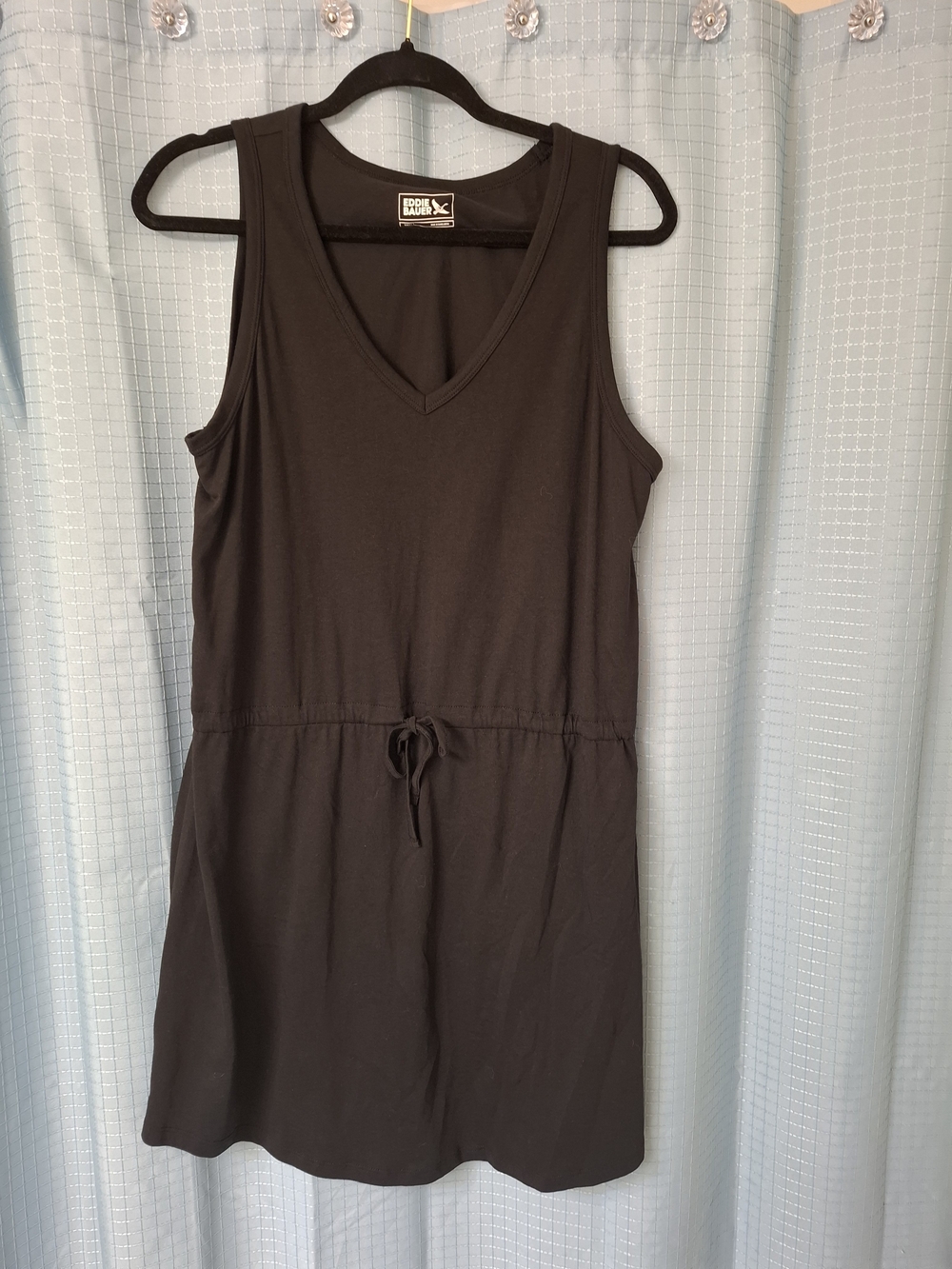 Eddie Bauer Black V-Neck Drawstring Tank Dress
